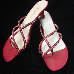 Michelangelo Red Rhinestone Strappy Heels